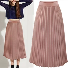 Женская длинная Плиссированная повседневная юбка с эластичной талией, Расклешенная Юбка-миди JL