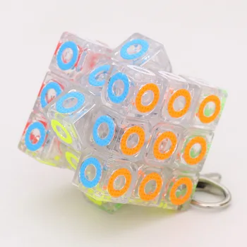 

Four Stype Smile Face Round Square Diamond Mini Magic Speed 3x3x3 cube keychain stickerless Cube Keyring puzzle cube key chain