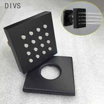 

Bathroom Accessories Matte Black Square Solid Brass Shower Body Jet 2 inch SPA Massage Sprayer Nozzle rainfall body spray jet