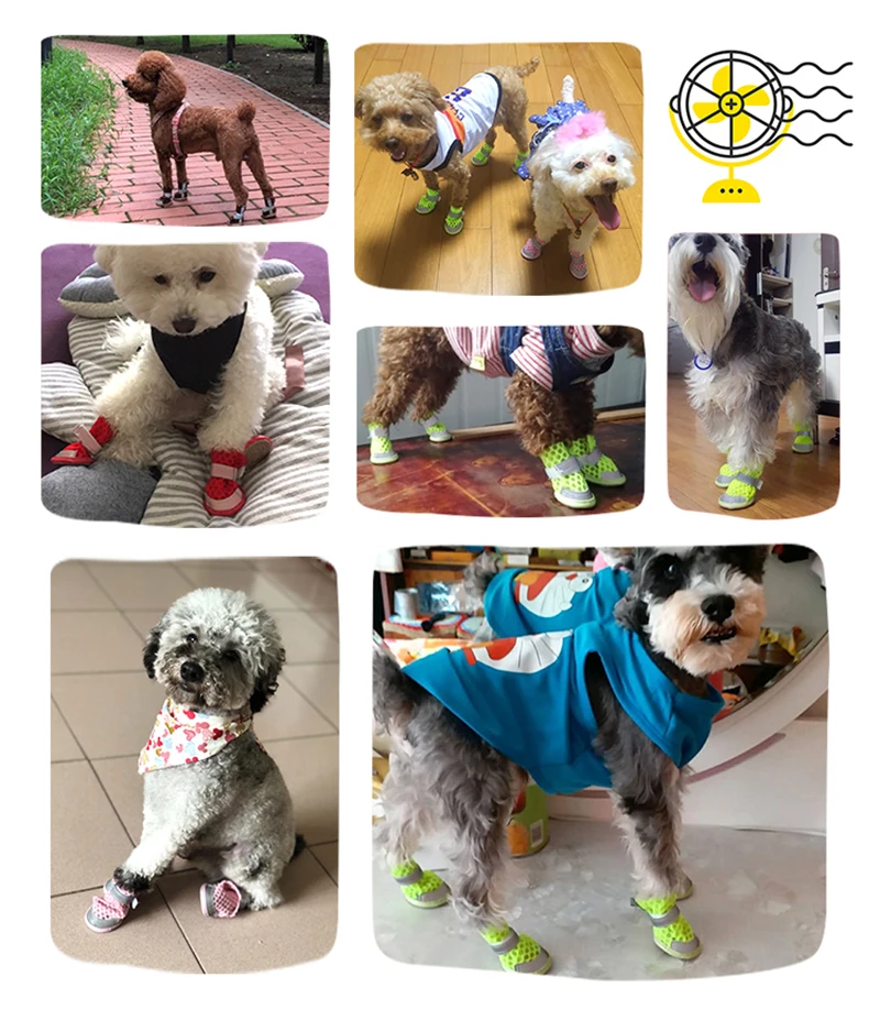 Dog Boots Small Dog Shoes Mesh Summer Booties For Dogs Anti Slip Pet Breathable Shoes Puppy Sneakers