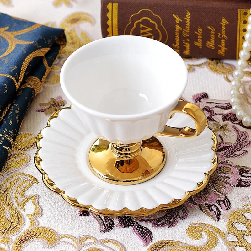 Европейский стиль кофейная кружка, Модный контур с золотом кружка белая керамическая римская чашка и блюдо кофейная чашка для воды рождественский подарок
