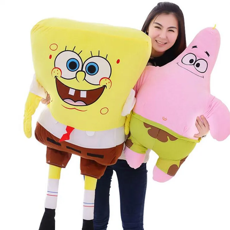 Big 100cm Sponge Bob Stuffed Cartoon Figure Spongebob Plush Toy Soft