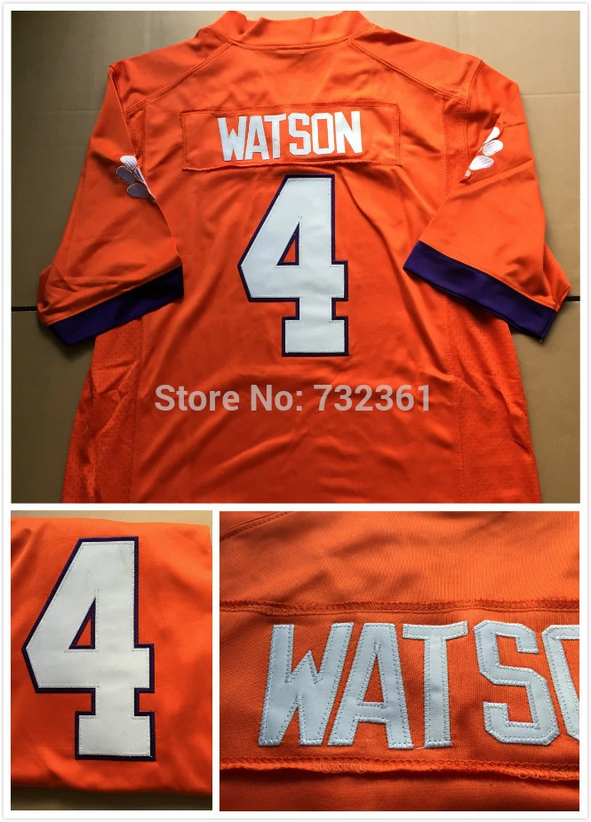2015 Stitched 4# Deshaun Watson Jersey Clemson Tigers Jerseys Orange White Purple College Football Jerseys For Men Women Kids