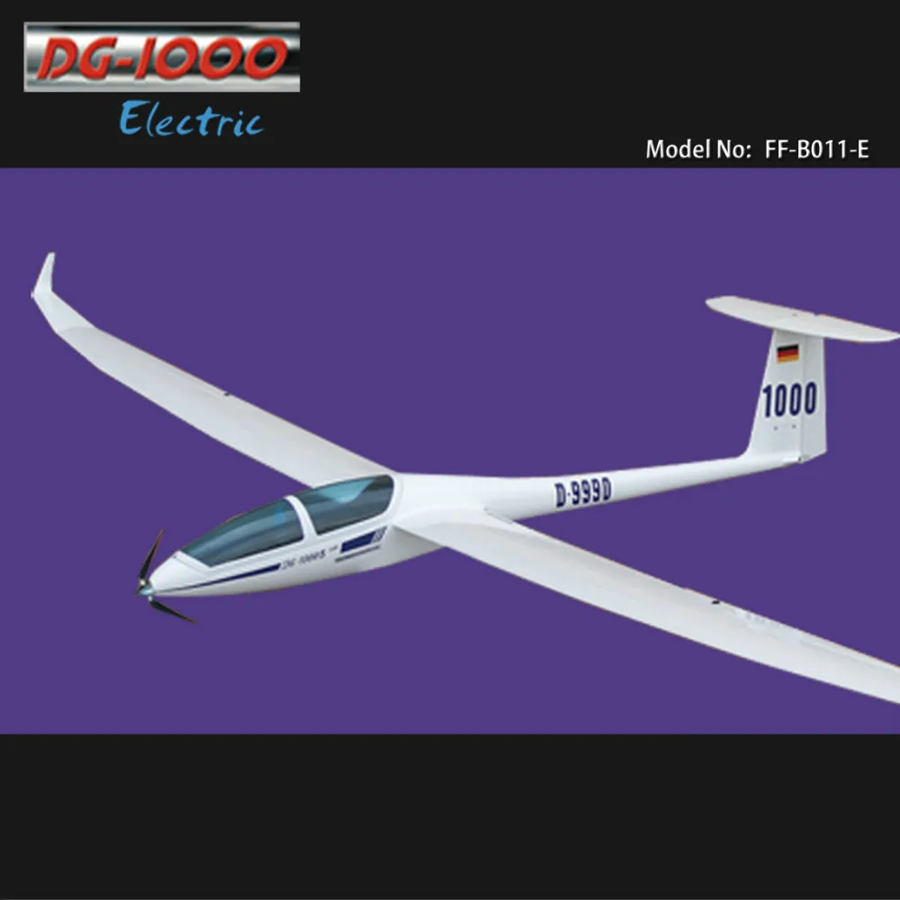 DG-1000 Electric Glider 2630mm KIT with only Motor & Propeller RC fiberglass & wood model sailplane