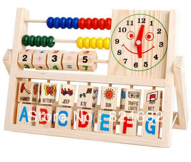 Free shipping children early education Multifunction Learning font b Calculate b font frame wooden toy Puzzle