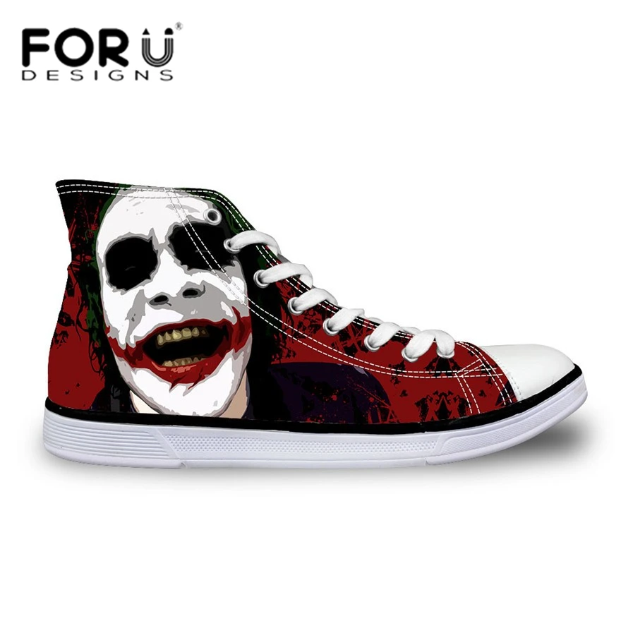 

FORUDESIGNS Funny Joker Pattern Men Casual Shoes High Top Cartoon Teenager Boys Sneakers Flats Canvas Shoes Lace-up Breathable