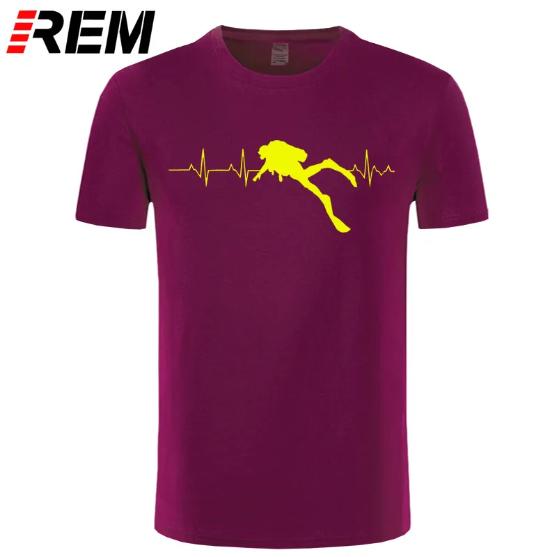 REM подводное погружение сердце Beat лучший подарок для дайвера футболки Летние Короткие рукава мягкие мужские футболки Чистый хлопок футболки