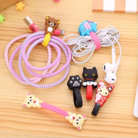 

50pcs/lot Lovely Elephant Bear Cartoon Cable Winder Headphone Earphone Cable Wire Organizer Cord Holder For iphone samsung