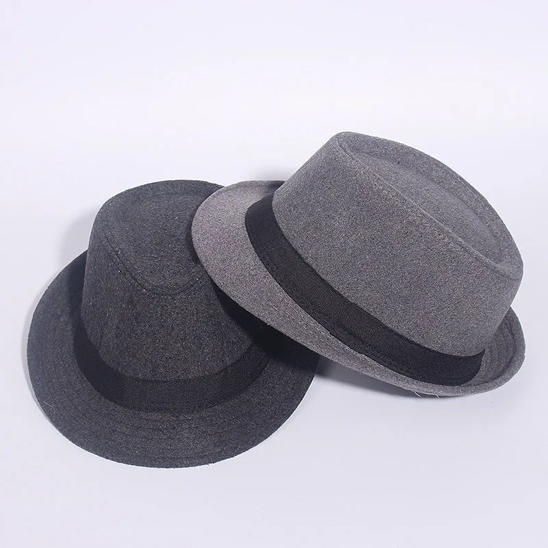 Классические однотонные Мужские фетровые шляпы для папы, для джентльмена, из искусственной шерсти, джазовая церковная Кепка, женские фетровые шляпы на осень и зиму с широкими полями, фетровая шляпа