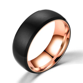 

2019 new hot sale 8mm spherical stainless steel rotating black spherical brushed ring