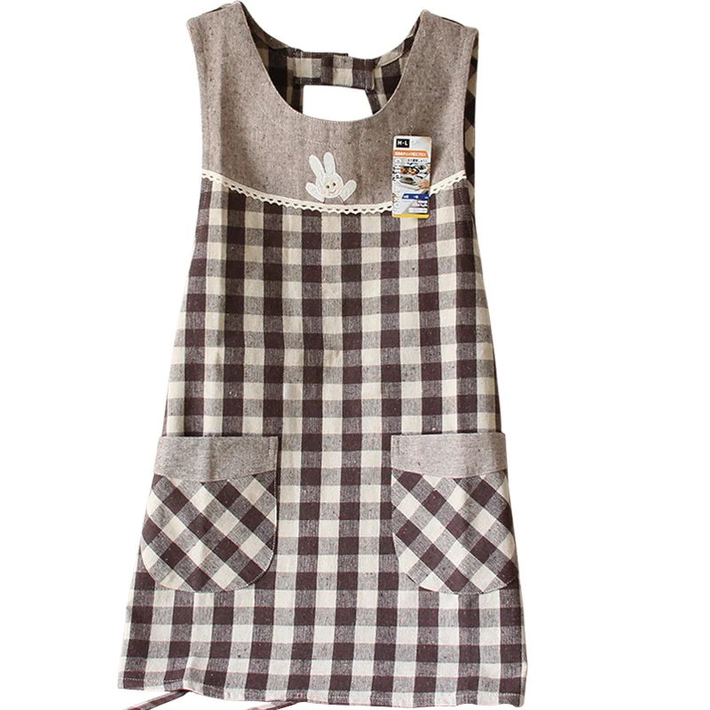 

Korean cotton linen kindergarten cloth women lady kitchen cooking cleaning dining room vest apron tea shop uniforms tablier