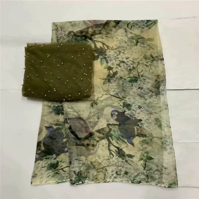 

2019 Europe And America Silk Fabrics Dress Shirt Scarf Beach Dress Chiffon Fabric Map Into African ,sell by 5+2 Yards ! J61825