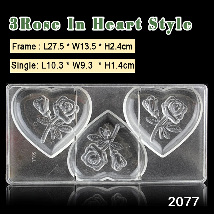 

BAKEST Rose In Heart Shape PC Chocolate Mold Plastic DIY Baking Tools