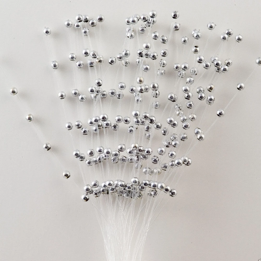 

10 Stems Pearl Beads Spray Bride Flowers Bouquet Wire Wedding Decorations