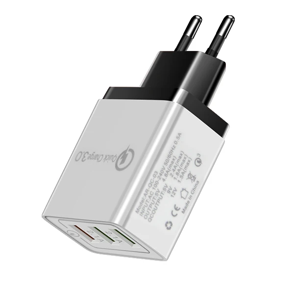 EU Black ACCEZZ 18 Вт Универсальный 3USB Quick Charge 3,0 для iPhone X 7 8 samsung Xiaomi huawei EU Plug мобильный телефон быстрое зарядное устройство для путешествий - Тип штекера: EU Black
