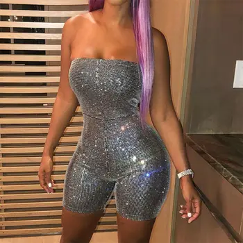 

New Women Ladies Clubwear Playsuit Shorts Sexy Strapless Bodycon Casual Summer Playsuit Wrap Chest Party Jumpsuit&Romper Shorts