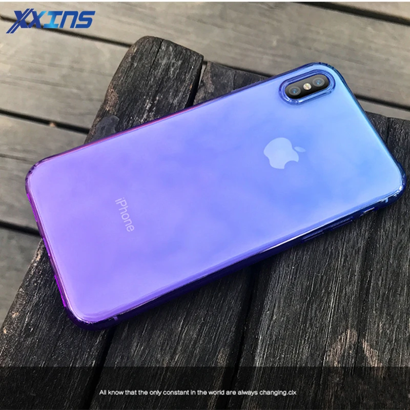 Xxins градиентные цветные силиконовые чехлы для Apple iphone X 8 7 plus 6 6S мягкий чехол