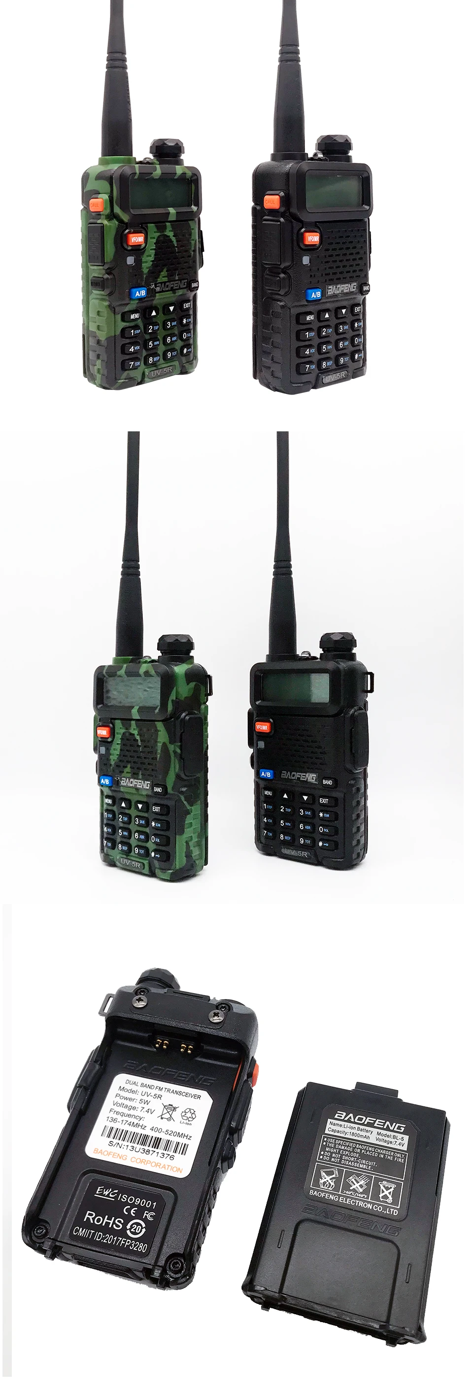 2 шт. BAOFENG UV-5R 8 Вт высокомощная портативная рация VHF UHF любительская радиостанция двухдиапазонный радиоприемник HF Amador UV 5R Охота