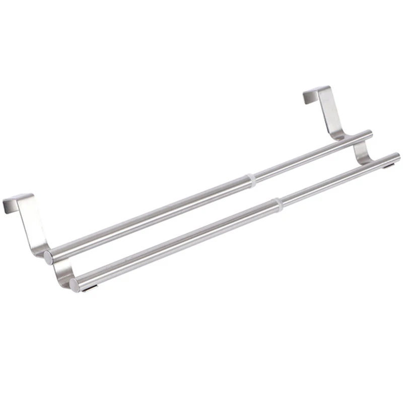 

Kitchen Towel Holder Extendable Bathroom Towel Bar Stainless Steel Storage Hanger Rack Door Hook Shelf Bathroom Organizer