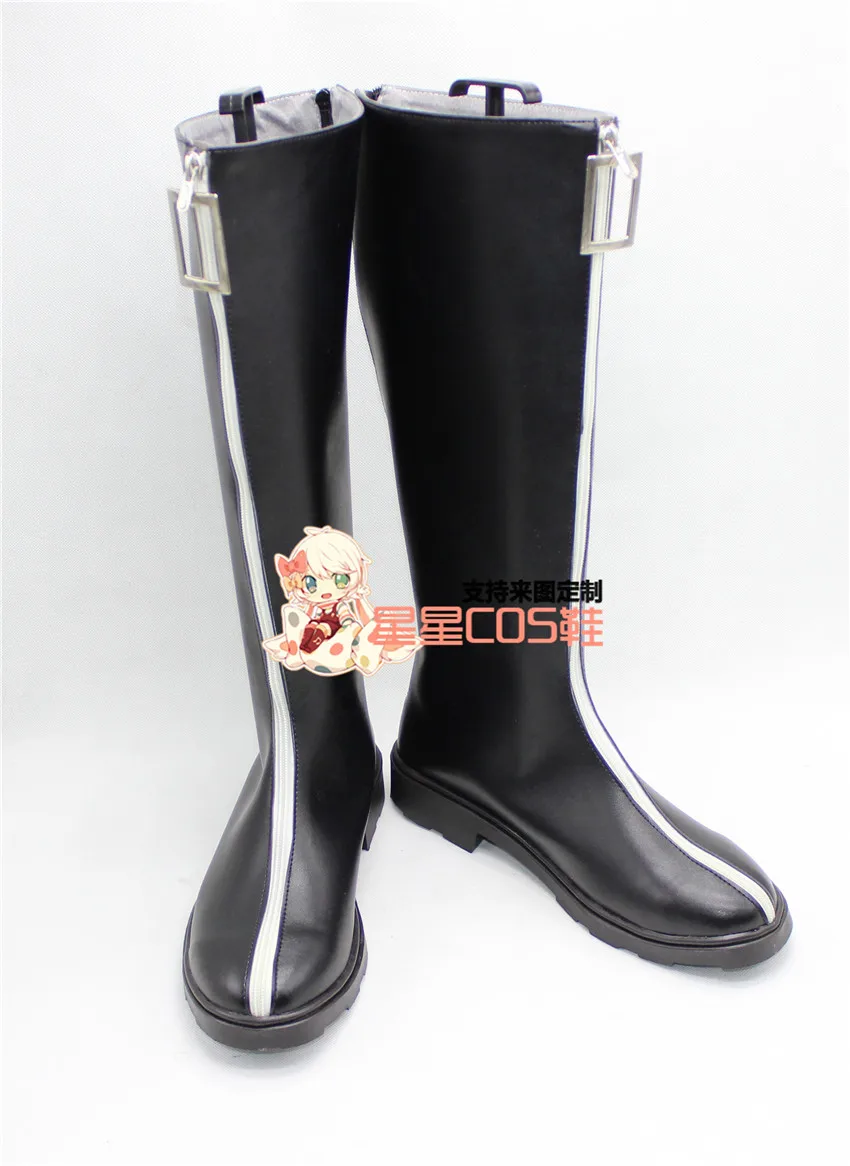 

Amnesia Kent Adult Black Halloween Long Cosplay Shoes Boots X002