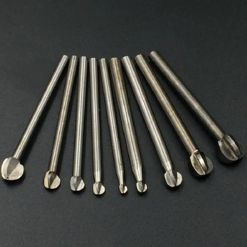 White Steel Spherical Tools Ball Milling Cutter Spher Mill Wood Cutters Knife Flexible Shaft