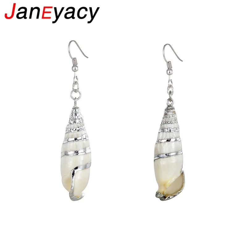 

Janeyacy Brand Earrings Pendientes 2018 Natural Conch Shell Earrings Girl Personality Bijoux Women Earrings Natural Jewelry Hot