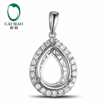 

CaiMao Semi Mount Pendant Pear cut Settings & 0.53 ct Diamond 18k White Gold Gemstone Engagement Fine Jewelry