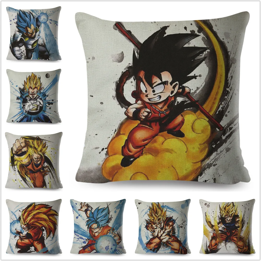 

Chinese Ink Dragon Ball Son Goku Pillow Case Linen 45*45 cm Cushion Cover for Sofa Home Decor Cartoon Japan Anime Pillowcase
