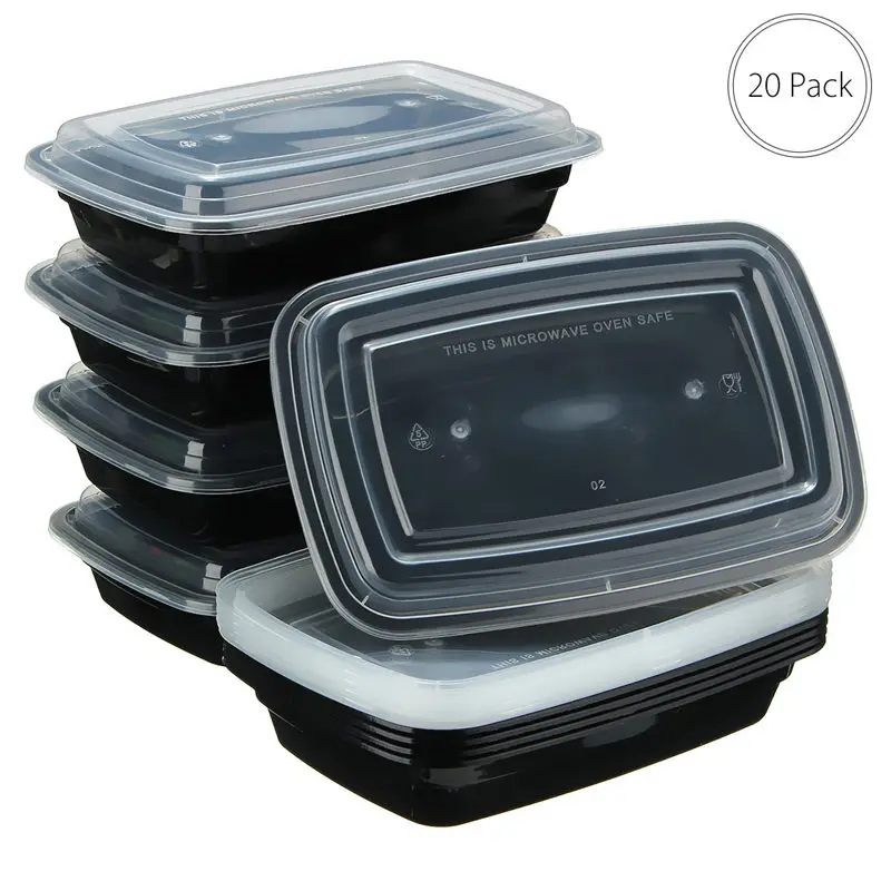 750ml Plastic Disposable Bento Lunch Box Meal Prep Picnic Food Storage