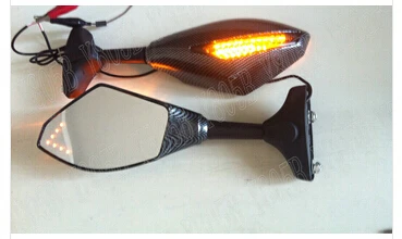 Углерода Мотоцикла LED Поворотник Зеркала Для Suzuki GSXR600 GSXR750 1000 GSX R 1300 K1 K2 K3 K4 k5 K6 K7 K8