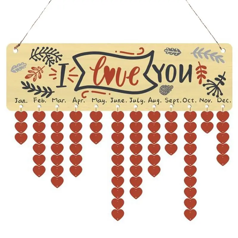 

1PCS Creative Fashion Wood Birthday Important Day Reminder Board DIY Calendar (I LOVE YOU)