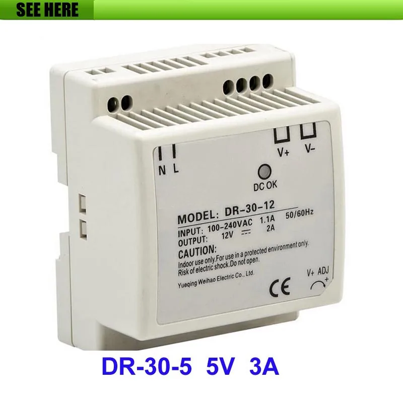 

Best quality 5V 3A 30W Din Rail Switching Power Supply Driver For CCTV Camera LED Strip AC 85~264(V) Input to DC 5V