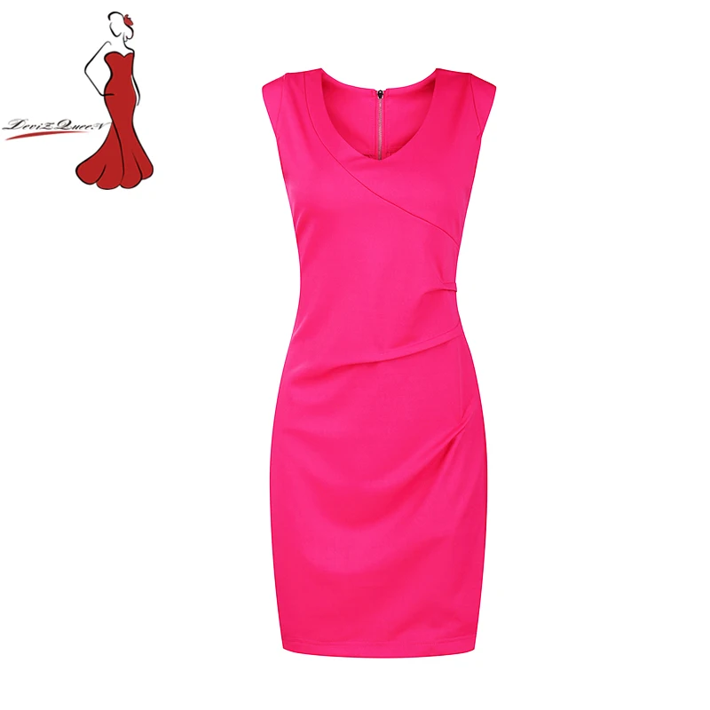 

Beautiful Cheap Dresses Christmas Clothes Kerst Jurk Office Lady Solid Pencil Regular Natural Sleeveless V-neck Above Knee Mini