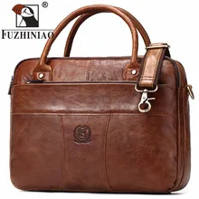 FUZHINIAO портфель из натуральной кожи, сумка для ноутбука, мужская сумка через плечо, сумки-мессенджеры, брендовая дизайнерская Вместительная дорожная сумка через плечо