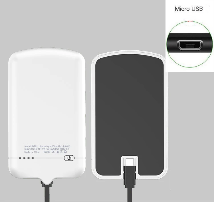 4000 мАч, универсальный чехол для мобильного телефона, зарядное устройство, внешний аккумулятор, запасная батарея, чехол для ISO Type-C Micro-USB - Цвет: Micro-White