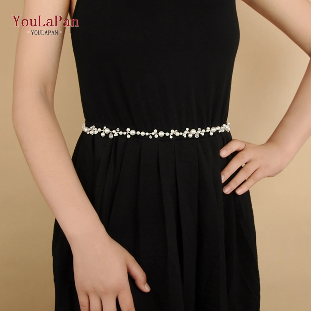 

YouLaPan SH03-S wedding gown belt for dress silver wedding belt bridal belt pearl for girlfriend gift fast delivery