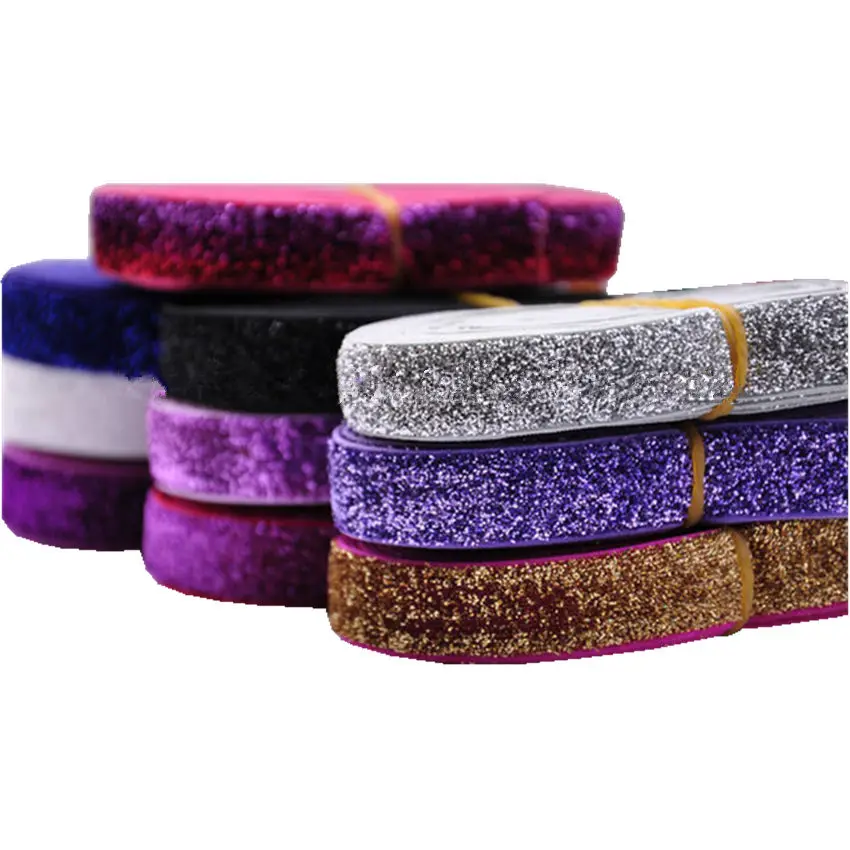 37colors Glitter Elastic Fold Over Elastic Shiny Rainbow FOE for DIY