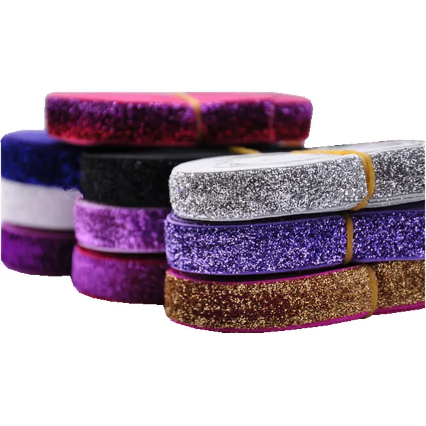 5Yard 5/8'' 38 Colors Glitter Fold Over Elastic Shiny Rainbow FOE for DIY Apparel Wedding Party Gift Sewing Strap Accessories