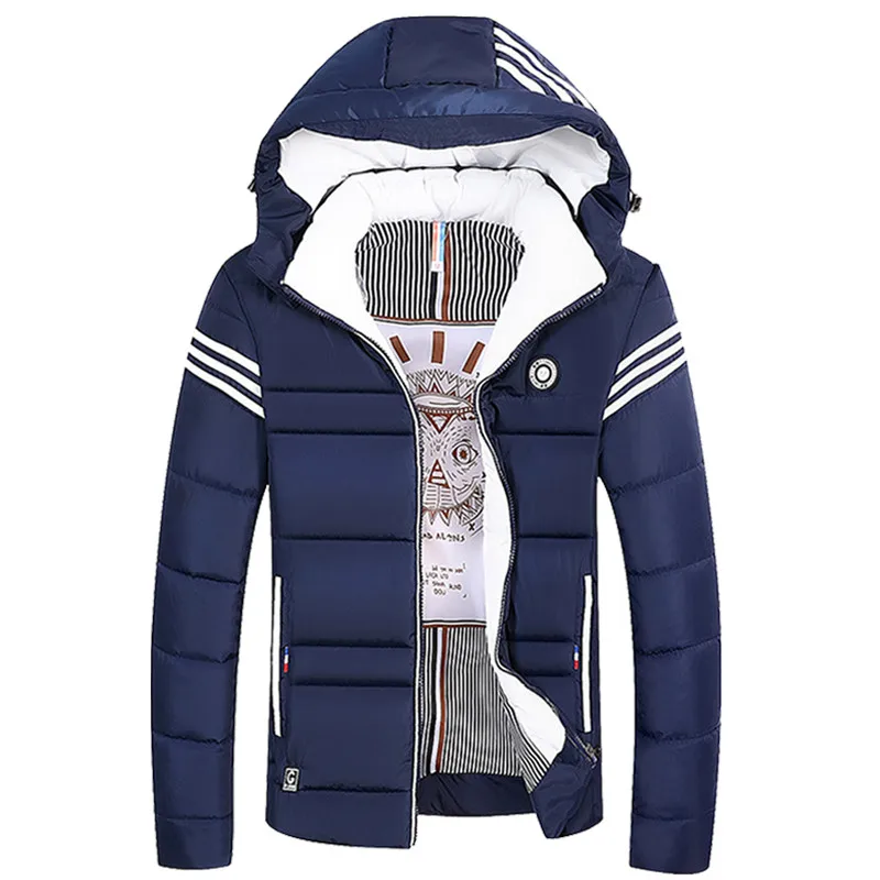 XingDeng Брендовые повседневные мужские куртки зимние пальто мужские толстые куртки Теплая мужская модная одежда парка верхняя одежда плюс 4XL - Цвет: Синий