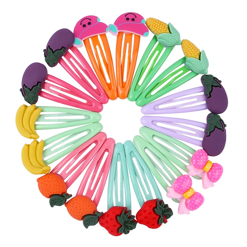 

2PCS 5.5cm Barrette Strawberry Baby Hair Clip Pineapple Solid Cartoon vegetables Children Hairpin Girl Hair Clip Accessories