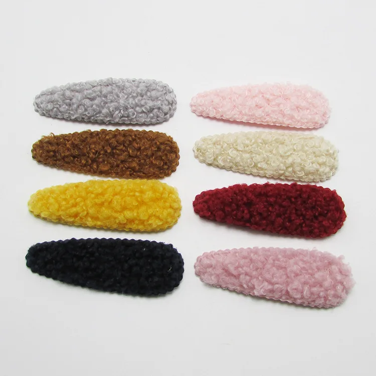 

40pcs/lot 5.6x2cm Plush velvet Rabbit Hair Clip Cover Padded Appliques DIY handmade Children Hair Accessories
