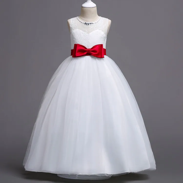

Princess Bow Girl Dress Summer Wedding Birthday Party Kids Dresses For Girls Children's Costume Teenager Prom Designs 4-14Y