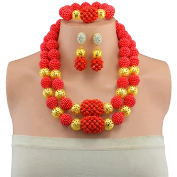 

Hot Sale Nigerian Wedding African Beads Jewelry Set Crystal Necklace African Costume Bridal Jewelry Sets Free Shipping 10018