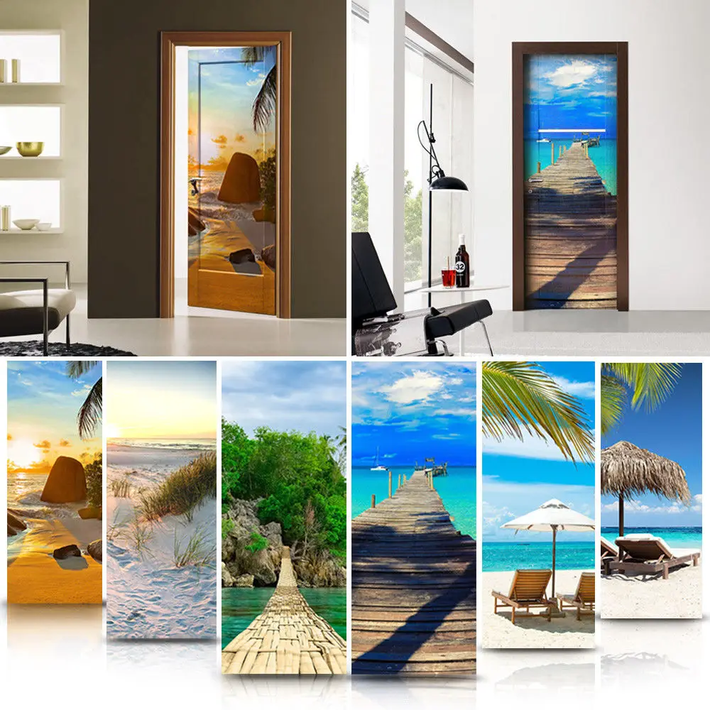 

3D Door Sticker Door Wrap Wall Sticker Mural Wallpaper Poster Self Adhesive PVC Removable Waterproof Door Decal Home Decor
