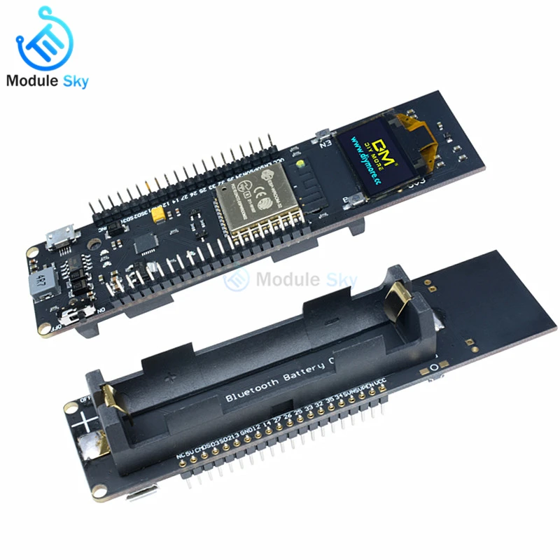 

0.96 inch OLED ESP32 WiFi Bluetooth Development Board + 18650 Lithium Battery supply Holder Module wireless ESP8266 Shield board