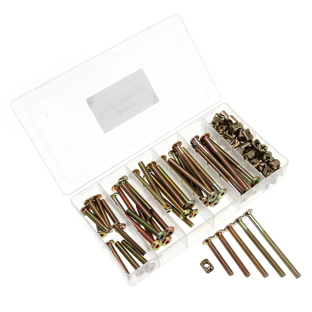 

SULEVE 100Pcs MXZS1 Zinc M6 Hex Socket Head Cap Screws Bolt Furniture Bolts M Barrel Nuts 40-80mm with Box