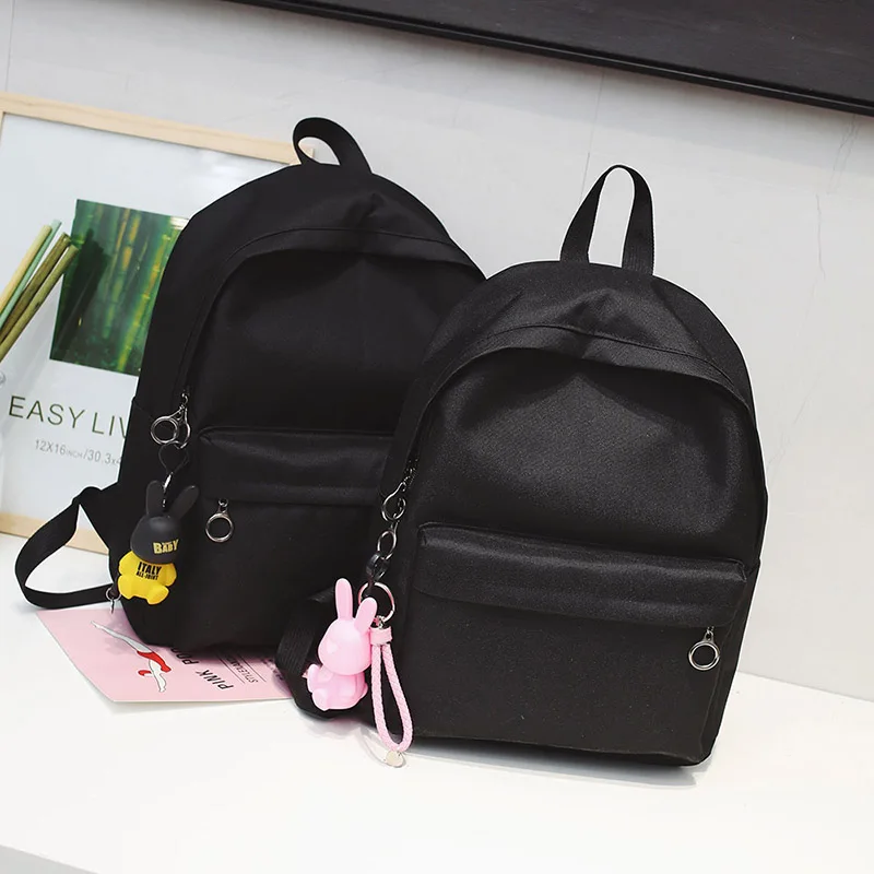 Menghuo Brand Canvas Men Women Backpack Rabbit Pendant College High Middle School Bags for Teenager Boy Girls Backpacks Mochila (73)