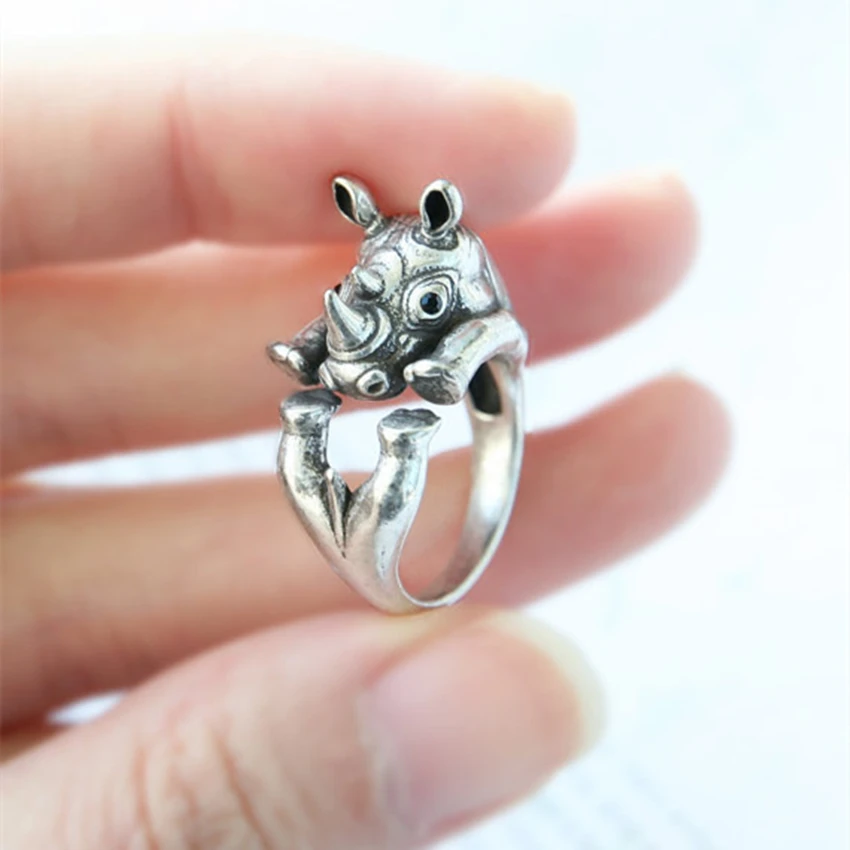 Cxwind Hot Sale Engagement Hinoceros Ring Rhino Ring Everyday Fashion Finger Jewelry Animals Rings For Women's Animal Love Gift