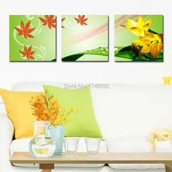 

Big size 3pcs living room bedroom home wall decor abstract wild white daffodil Wall Art picture flower print Painting Canvas art