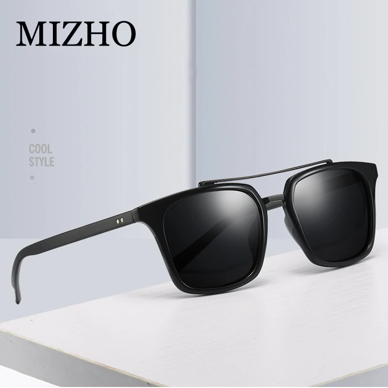 

MIZHO 2019 Plastic Square Men Sunglasses Unisex Polarized Blue Real Visual Eyewear Retro Classic Celebrity Sunglass Women Mirror